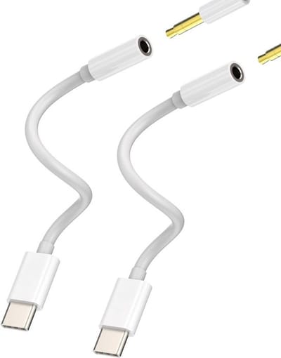 CD-en-004-TP 3.5mm Adapter voor USB-C naar 3.5mm Oordopjes - Geschikt voor Samsung Galaxy, iPhone 15 Pro Max en iPad Air Mini (2 Stuks)