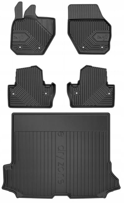FROGUM Line 77 & DryZone – Automatten en Kofferbakmat – Perfecte Pasvorm – Geurloos TPE – Volvo V60 I 2010-2018 (niet PHEV)