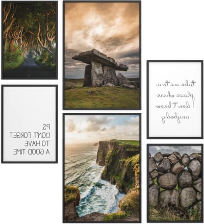 Poster Set - Wanddecoratie Set - Interieur Verfraaien - Klaar Ingelijst - 2x A3 4x A4 - Zwart
