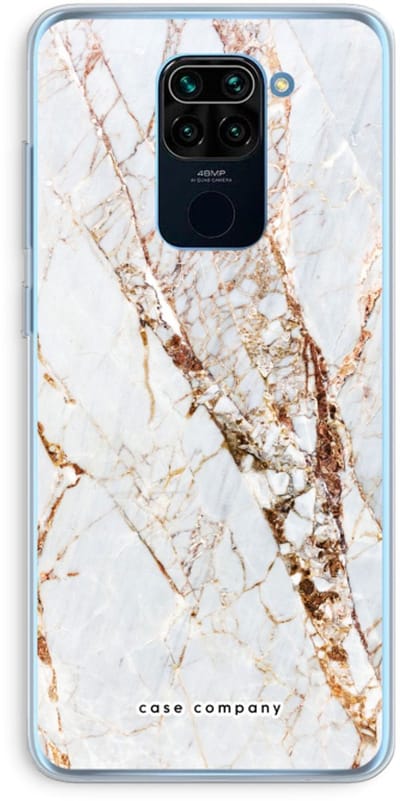 Case Company® - Hoesje geschikt voor Xiaomi Redmi Note 9 hoesje - Goud marmer - Soft Cover Telefoonhoesje - Bescherming aan alle Kanten en Schermrand