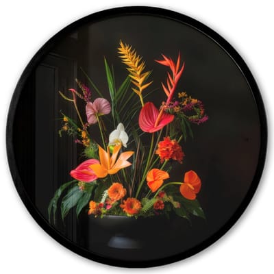 Poster in lijst Rond - Fotolijst 40x40 cm - Posters - Schaal - Boeket - Bloemen - Ronde posterlijst zwart - Decoratie - Wanddecoratie woonkamer - Muurdecoratie slaapkamer