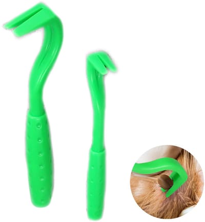 Set van 2 Teke ntang - Tekenverwijderaar - Teek Haakjes - Tekenver wijderaar voor huisdieren - Pijnlijke tekenver wijderaar - Verwijdert knobbeltjes - Draagbaar - Geschikt voor honden en katten - Groen