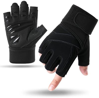 Handschoenen met halve vingers, geschikt voor buitensporten, fitness, krachttraining, antislip, schokabsorberende polsbeschermers en beschermende handschoenen.