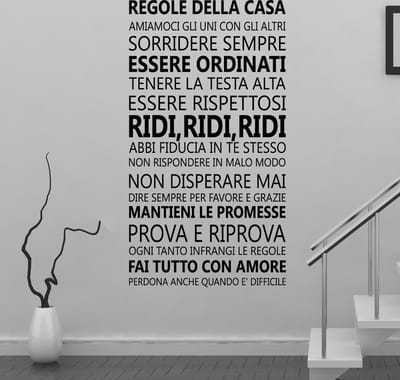 Walplus - Muursticker - Huis Regels Quote (IT) - Zwart