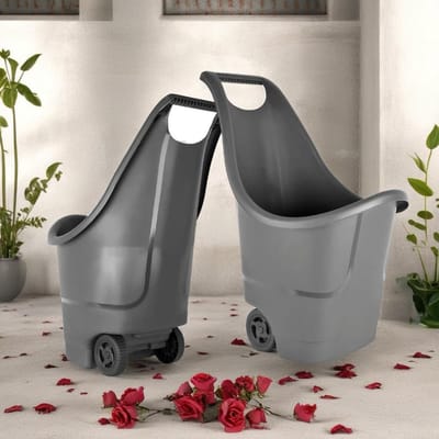 Kruiwagen antraciet - tuintrolley 50l - 2 wielen - stevig en duurzaam - geschikt voor tuinafval