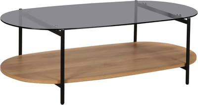 Ovale Salontafel 120 cm Ovaal Glas en Licht Houten Look