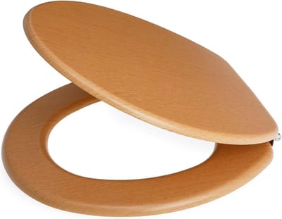 Houten wc-bril met antislip zitbumpers - zware roestvrijstalen scharnieren - ronde comfortabele badkamertoiletbril - hoogglans afwerking - beuken