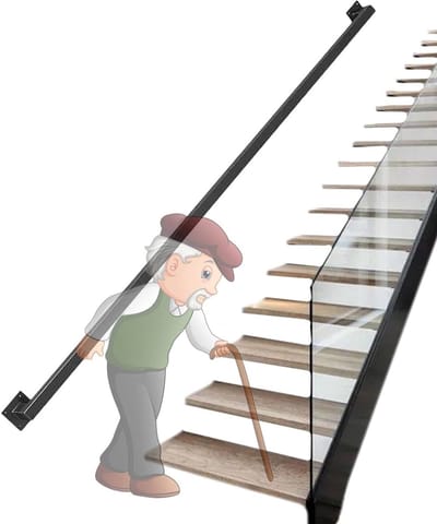 Metalen trapleuning - Wandleuning Handrail - Veiligheid trappen - Verdikt smeedijzer - 250cm - Zwart