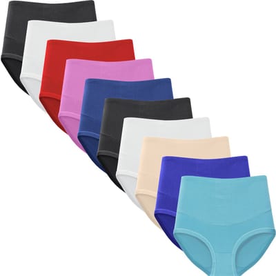 10-Pack Dames Hoge Taille Slips - Zacht Katoen - Tailleslips - Maat M 6002