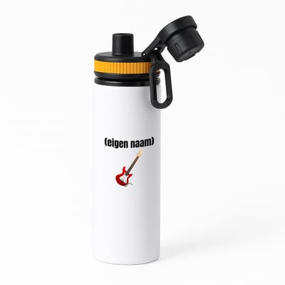 Hacebo® - rode elektrische gitaar met eigen naam waterfles met draaidop oranje - Gitaar - muziek liefhebbers - gitaristen - gitaarliefhebbers - verjaardag - cadeau - kado - water fles - 850ML