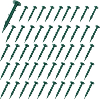 Tuinverankeringspennen (set van 50) – Robuuste ankerpennen – Met 6 weerhaken – Haken voor tuinafdekzeilen & gronddoeken – Verankering voor worteldoek – Tuinpennen voor buiten – Kunststof grondpennen voor landbouwkassen & schaduwnetten