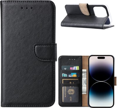 iPhone 14 Pro hoesje bookcase hoes - Arara book case hoesje voor iPhone 14 Pro - Zwart
