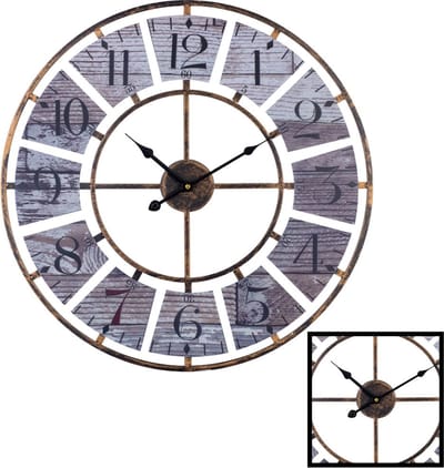 XL Ronde Wandklok 60 Cm Landelijk - Vintage met Cijfers - Keuken - Woonkamer - Klasiek - Industrieel - Muurklok - Hout