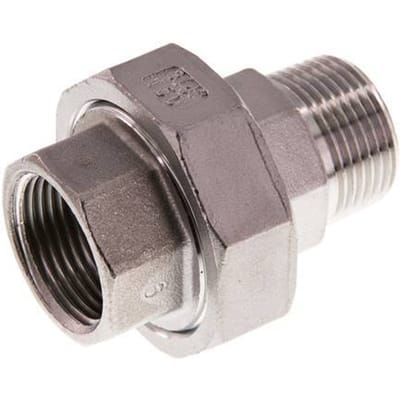 Rp 3/4'' x R 3/4'' F/M RVS Borstnippel 3-delig met Conische afdichting 16 Bar