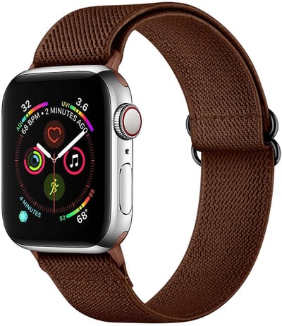SBG Nylon Bandje Geschikt voor Apple Watch 1/2/3/4/5/6/7/8/9/10/11/SE/Ultra - 49/46/45/44/42MM - Elastisch Sport Horlogebandje - Bruin