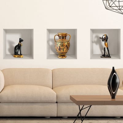 3D-stickers van oude Egyptische beeldjes, 30 x 90 cm