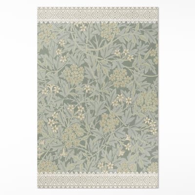 Wallfluent Vinyl Tapijt - William Morris Jasmine Illustratie PVC Vloer Mat - 60 x 90 cm - Rechthoek PVC Floor Mat - Groente Vloerkleed Vinyl - Slaapkamertapijt - Keukentapijt