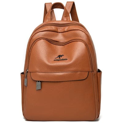 Nouveau sac à dos en cuir souple pour femme, sac décontracté en cuir souple antivol, sac à dos simple tendance brown