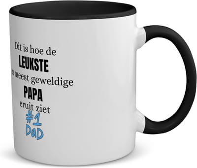 Akyol - leukste en geweldige papa koffiemok - theemok - zwart - Vader - papa - verjaardag papa - cadeautje - kado - geschenk - 350 ML inhoud