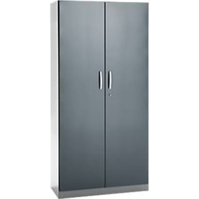 Kantoorkast, 5 OH, afsluitbaar, met opliggende deuren, B 950 mm, basaltgrijs/blank aluminium