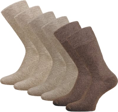 6 paar SQOTTON® Katoenen sokken - Naadloos - Heren & Dames - Bruin/Beige-mix - Maat 39-42