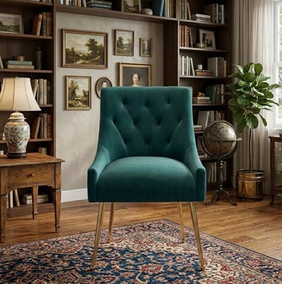Velora Luxe Fluwelen Eetkamerstoelen met Gouden Poten – Set van 2 – Teal - Casa Serena – Afmetingen op aanvraag – Casa Dorada