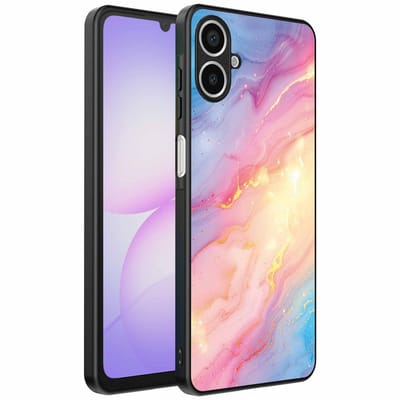 Geschikt voor Samsung Galaxy A07 Telefoonhoesje met Regenboog Glitter Marmer Opdruk - TPU Backcover Case Rainbow Glitter Marble Design - Smartphonica geschikt voor Samsung Galaxy A07