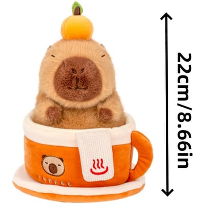 22cm Schattig Cartoon Capybara Pluche Speelgoed Theekopje Onderzetter Kapibala Grappige Ornamenten Verjaardagscadeau voor Kinderen Kamerdecoratie 22cm beige
