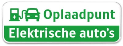 Bord Oplaadpunt - groen - Weerbestendig Aluminium - 40x15 cm - Bevestiging: Zonder bevestiging (alleen het bord)