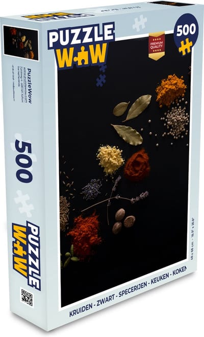 Puzzel Kruiden - Zwart - Specerijen - Keuken - Koken - Legpuzzel - Puzzel 500 stukjes