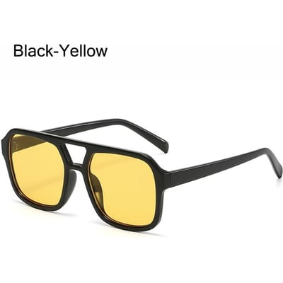 Luxe UV 400 Bescherming Bescherming 70s Zonnebril Retro Stijl Zomer Zwarte Tinten Vintage Vierkante Zonnebrillen voor Vrouw en Man yellow