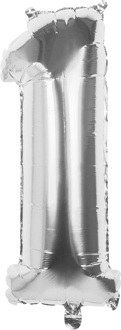 Boland - Folieballon '1' zilver (36 cm) 1 - Zilver - Cijfer ballon