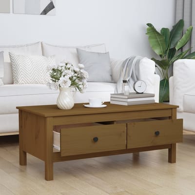 vidaXL - Salontafel - 100x50x40 - cm - massief - grenenhout - honingbruin
