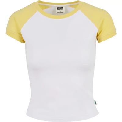 Urban Classics - Organic Stretch Short Retro Baseball Top - XXL - Wit/Geel