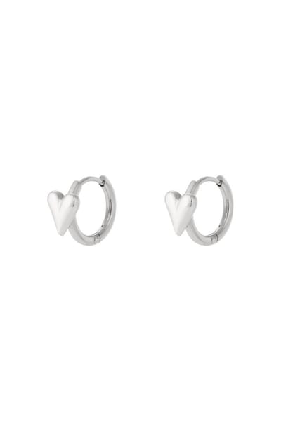 Bijoutheek Oorringen Hoop Mini Hart Zilver