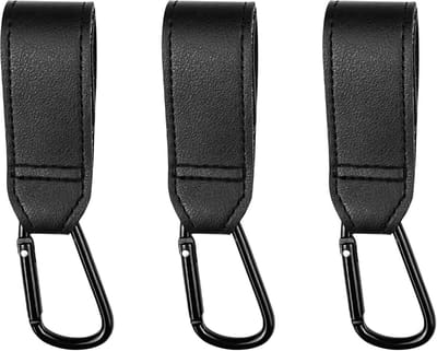 Kinderwagen Haken - Tashaken Kinderwagen - Handen Vrij Houden - Verstelbaar Klittenband - 3 stuks - Zwart