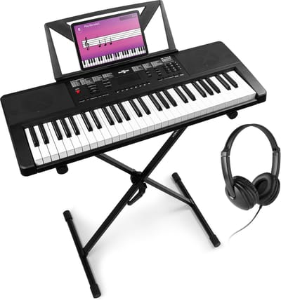 MAX Rhapsody54 keyboard piano met 54 toetsen - Complete set met standaard, koptelefoon en bladmuziekhouder