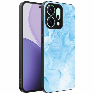Geschikt voor Oppo Reno 14 Pro Telefoonhoesje met marmer opdruk - TPU backcover case marble design - Lichtblauw - Smartphonica geschikt voor Oppo Reno 14 Pro