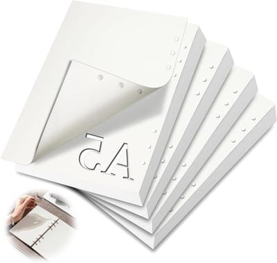 4 Pack A5 Vulpapier 240 Vel Lege Vullingen voor 6-Rings Planner, Notitieboek en Schetsboek - Ideaal voor Organiseren en Plannen