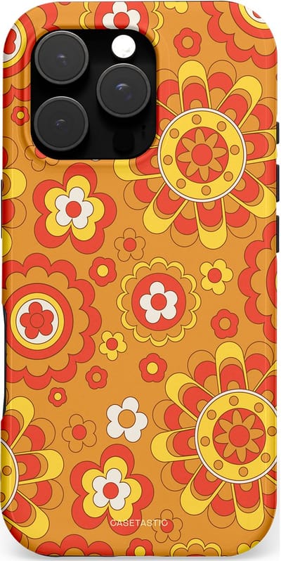 Casetastic hoesje geschikt voor Apple iPhone 16 Pro - MagSafe - Dubbellaagse bescherming - Retro droom - Fashion Case - Okergeel Terracotta Rood