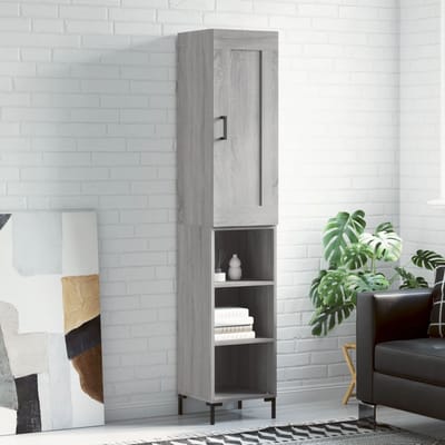 vidaXL - Hoge - kast - 34,5x34x180 - cm - bewerkt - hout - grijs - sonoma - eikenkleurig