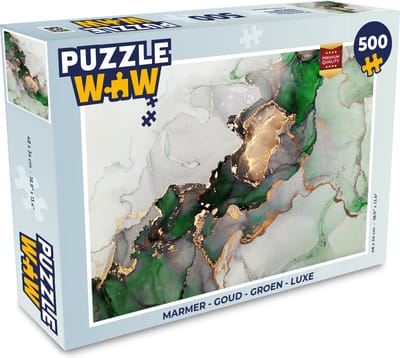 Puzzel Marmer - Goud - Groen - Luxe - Legpuzzel - Puzzel 500 stukjes