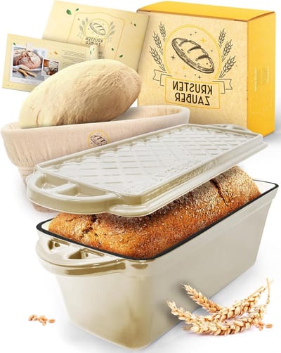 Broodbakvorm met deksel - Gietijzeren pan - Brood bakken - Gelijkmatige warmteverdeling - 28 cm - Rood