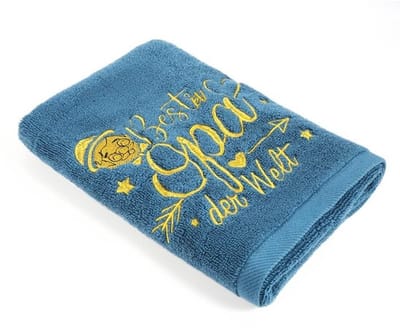 Handdoek 35 x 75 cm - Opa Cadeau - Douchehanddoek - Katoen - Gouden Borduurwerk - Charmant Ontwerp - Badhanddoek