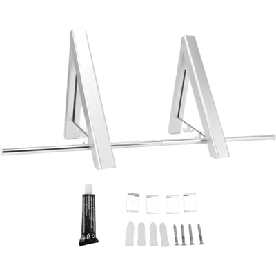 Wandgemonteerde intrekbare kledinghanger Ruimtealuminium onzichtbare hangende droogstang voor balkon zilver