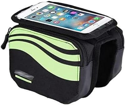 Fietsenrek tas Waterdichte touchscreen fiets mobiele telefoon tas mountainbike front frame tas rijden top tas tas riding tas (5,7 inch) Fietskoffertas (Color : Green)