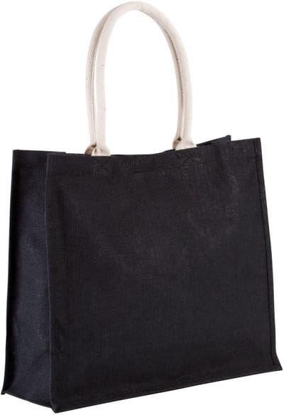 Klimood Boodschappentas - jute - zwart - strandtas - 42x36 cm - 22 liter