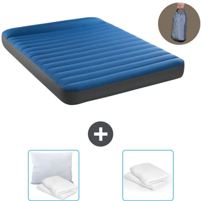 Intex Luchtbed - 2-Persoons - 152 x 203 x 22 cm - Blauw - Inclusief pomp - Kussen en Kussenbeschermer