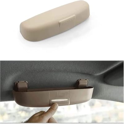 Auto Zonnebrilhouder - Brillenkoker Organizer - Veilig Opbergen - Multifunctioneel Interieur - Standaard Formaat - Beige