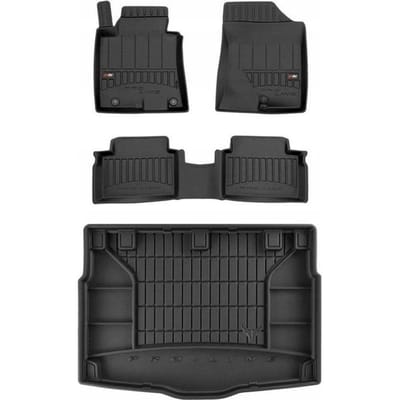 Frogum ProLine - Automattenset en Kofferbakmat - Geschikt voor Hyundai i30 II Hatchback (2011-2017) - Laser-fit Pasvorm - TPE Rubber - Geurloos